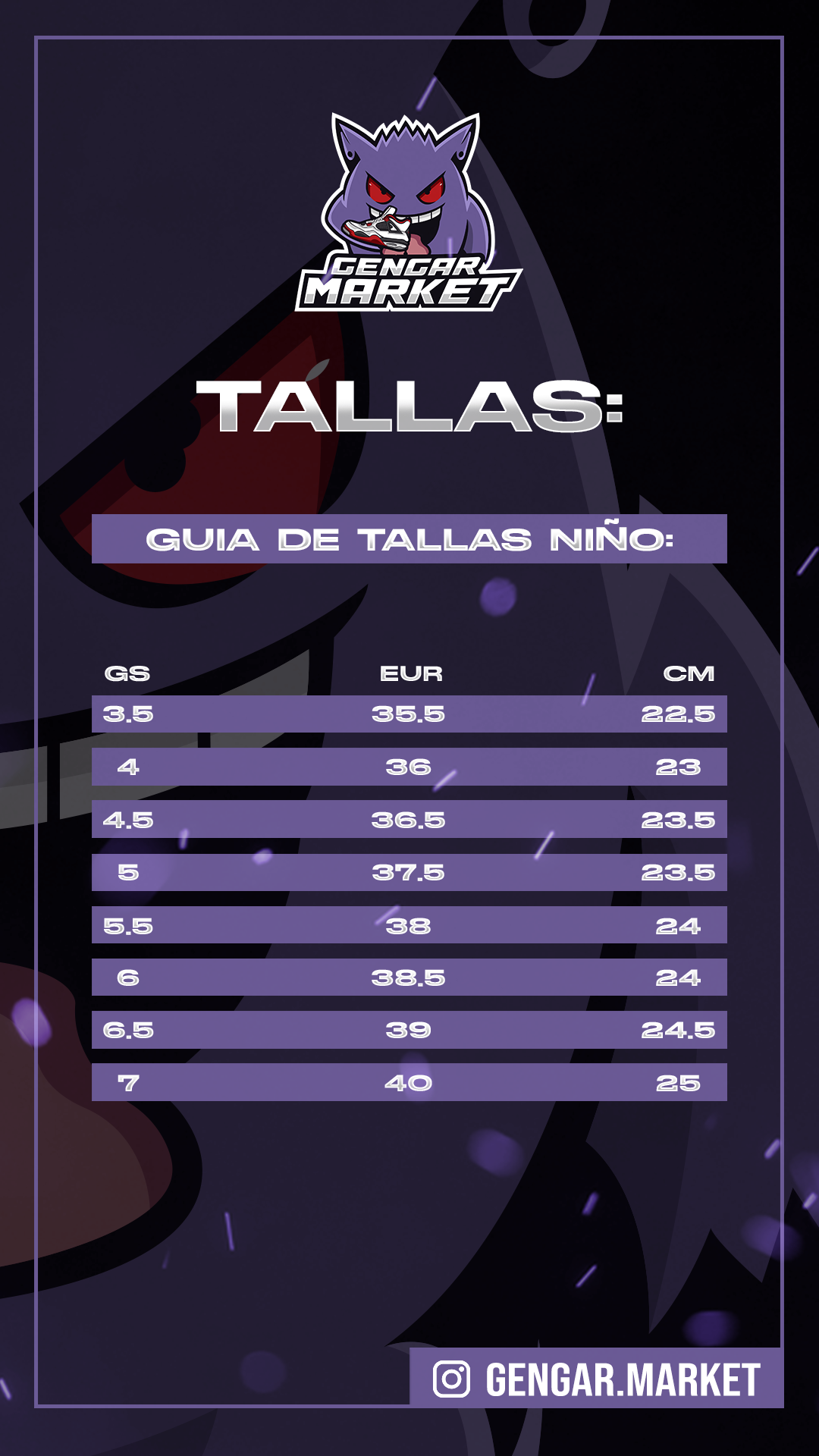 Guía de tallas GS